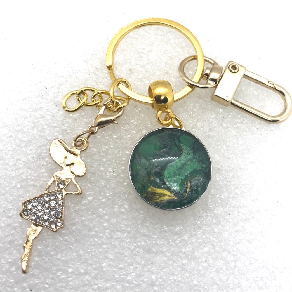 Handmade 20mm snap Keychain ring with charms